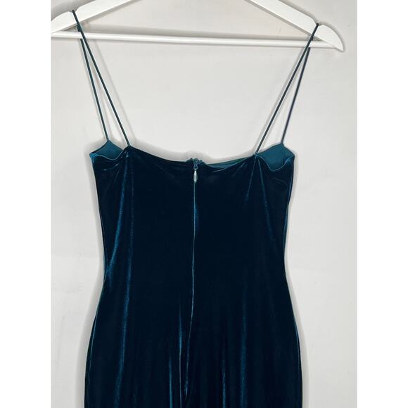 Nookie Voodoo Velour Velvet Bodycon Midi Dress Teal Green Women's Size Small - Picture 9 of 10